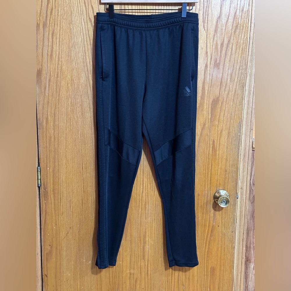 Adidas athletic pants zip ankles black‎ sz large
